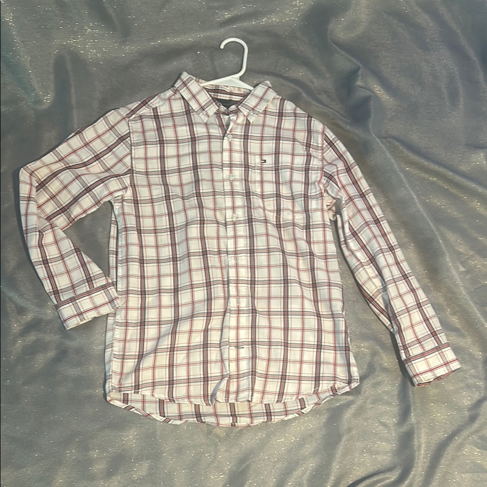 Men's Plaid Shirt - Red and White